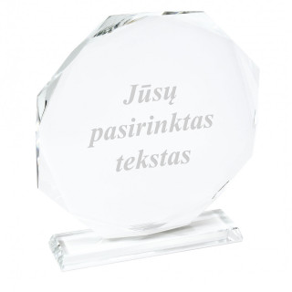 Krištolinis stovelis "Oktagonas" su graviruotu tekstu