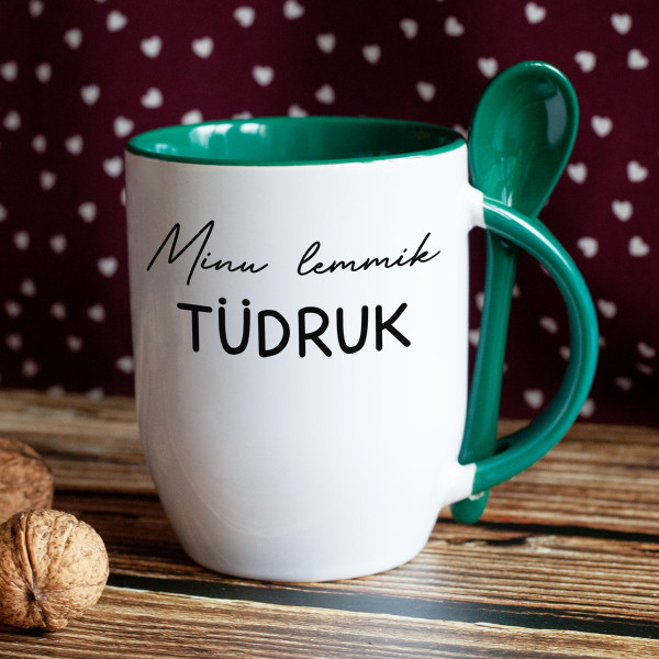 Puodelis su šaukšteliu "Mylimiausia mergina" Puodelis su šaukšteliu "Mylimiausia mergina"