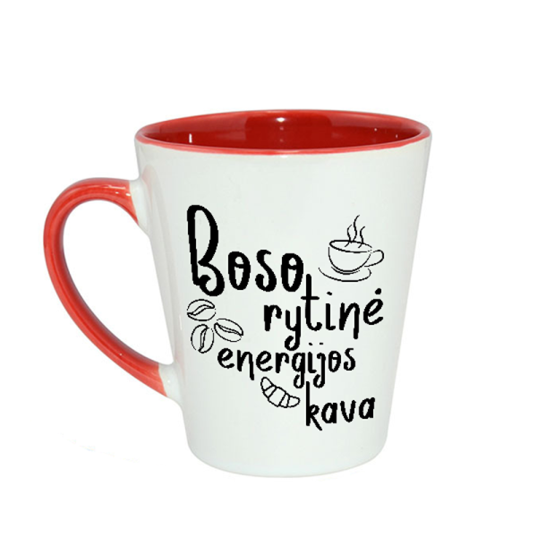 Latte puodelis "Boso rytinė kava" Latte puodelis "Boso rytinė kava"