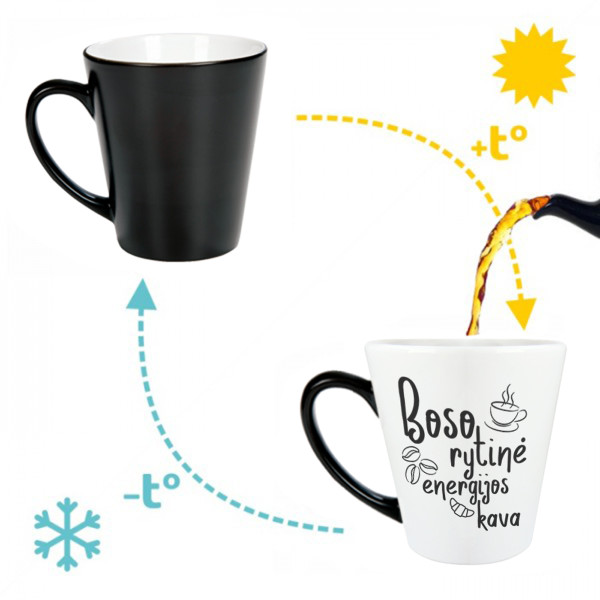 Latte puodelis "Boso rytinė kava" Latte puodelis "Boso rytinė kava"