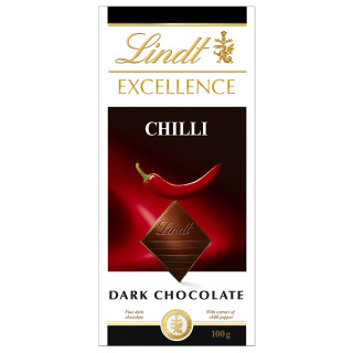 "LINDT EXCELLENCE" juodasis šokoladas su aitriųjų paprikų ekstraktu, 100 g