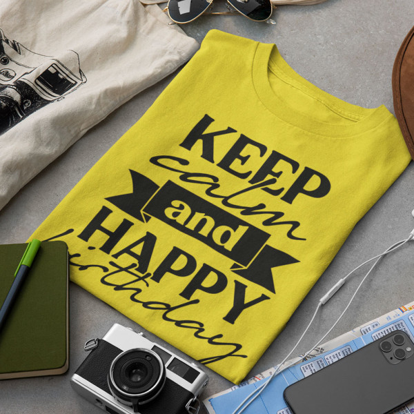 Marškinėliai "Keep calm and happy birthday"