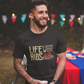 Marškinėliai "Life is better with ribs"