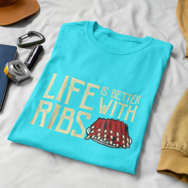 Marškinėliai "Life is better with ribs"