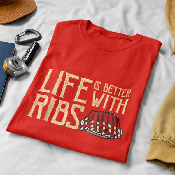 Marškinėliai "Life is better with ribs"