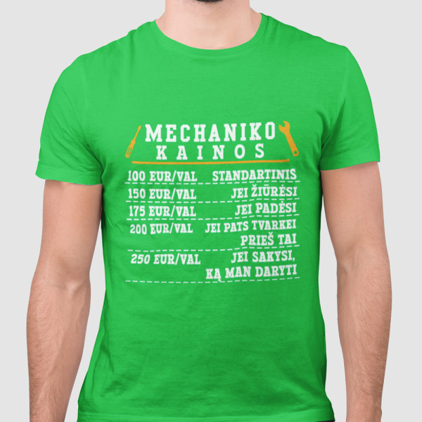 Marškinėliai "Mechaniko kainoraštis" Marškinėliai "Mechaniko kainoraštis"