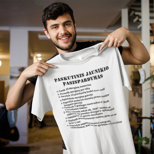 Marškinėliai "Paskutinis jaunikio pasispardymas" Marškinėliai "Paskutinis jaunikio pasispardymas"