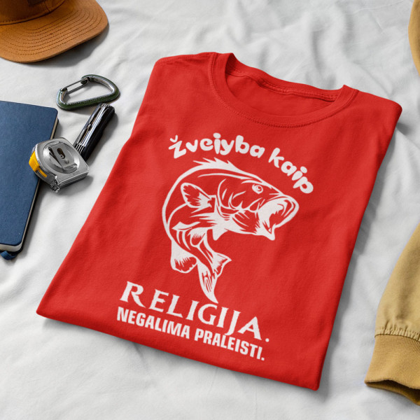 Marškinėliai "Žvejyba kaip religija"