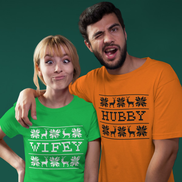 Marškinėlių komplektas "Hubby and wifey Christmas" Marškinėlių komplektas "Hubby and wifey Christmas"