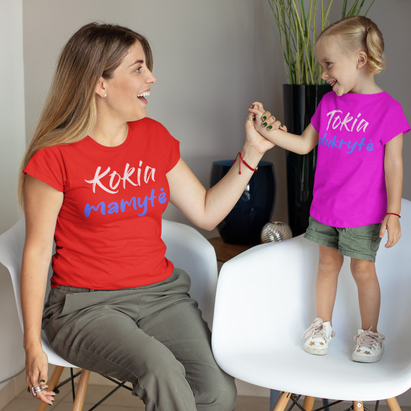Marškinėlių komplektas mamai ir vaikui "Kokia mamytė, tokia ir dukrytė" Marškinėlių komplektas mamai ir vaikui "Kokia mamytė, tokia ir dukrytė"