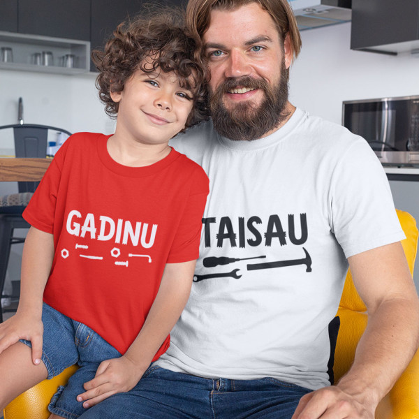 Marškinėlių komplektas tėčiui ir vaikui "Taisau - gadinu" Marškinėlių komplektas tėčiui ir vaikui "Taisau - gadinu"