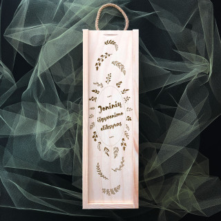 Medinė butelio dėžė "Joninių eliksyras"