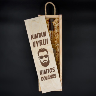 Medinė butelio dėžė "Rimtam vyrui"