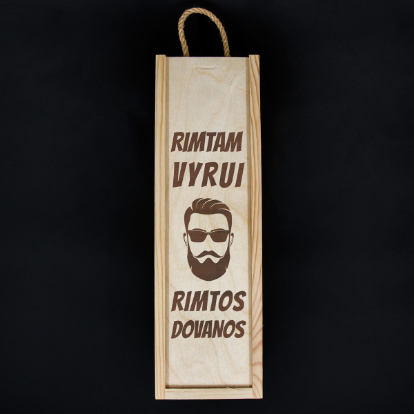 Medinė butelio dėžė "Rimtam vyrui" Medinė butelio dėžė "Rimtam vyrui"
