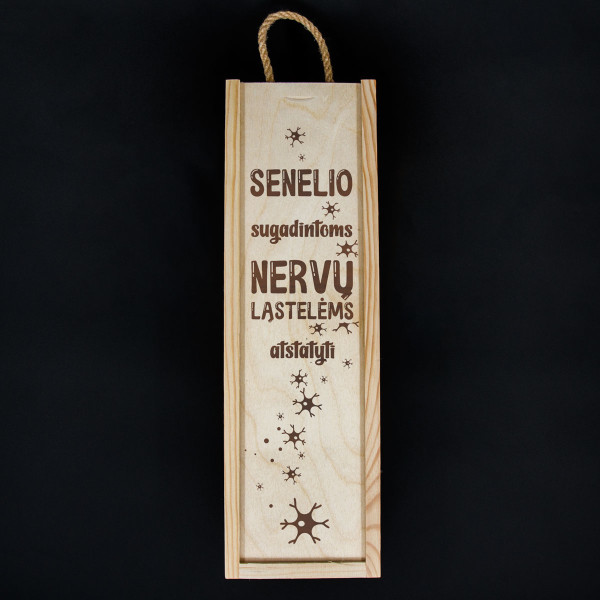 Medinė butelio dėžė "Senelio nervams" Medinė butelio dėžė "Senelio nervams"