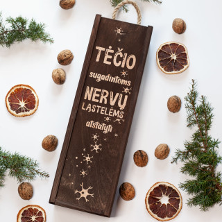 Medinė butelio dėžė "Tėčio nervams"
