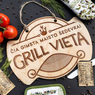 Medinė iškaba "Grill vieta" (38x28cm)
