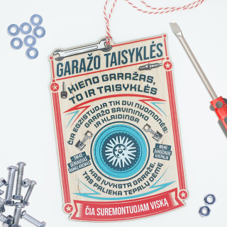 Medinė spalvota lentelė "Garažo taisyklės"