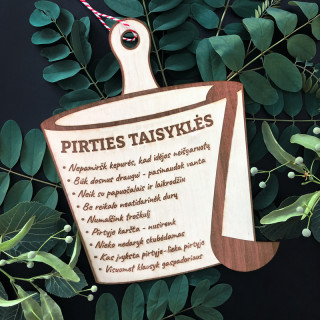 Graviruota medinė lentelė "Pirties taisyklės"