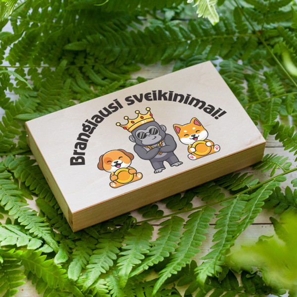 Medinė pinigų dėžutė "Brangiausi sveikinimai" Medinė pinigų dėžutė "Brangiausi sveikinimai"