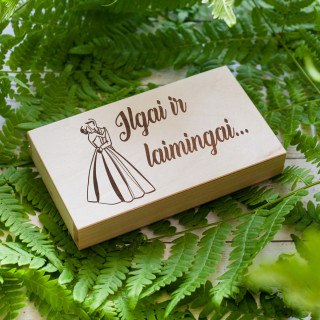 Medinė pinigų dėžutė "Ilgai ir laimingai"