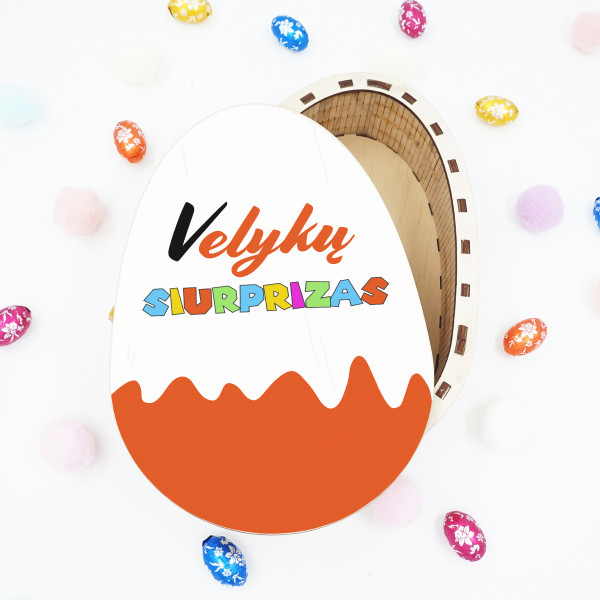 Medinė spalvota dėžutė "Velykų siurprizas"