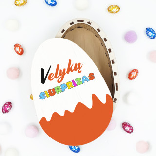 Medinė spalvota dėžutė "Velykų siurprizas"