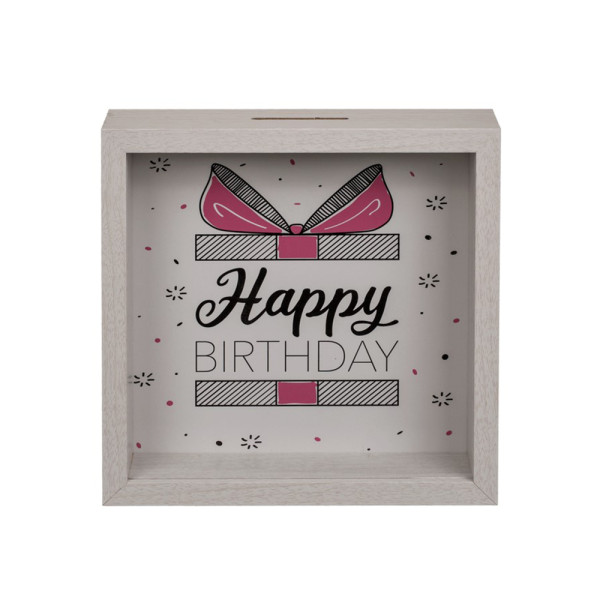 Medinė taupyklė su langeliu "Happy birthday" Medinė taupyklė su langeliu "Happy birthday"