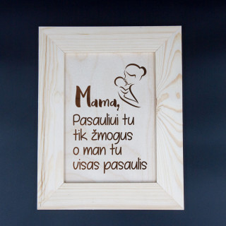 Medinis graviruotas rėmelis "Mama"