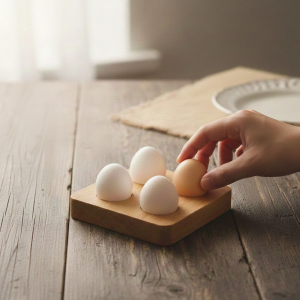 Medinis kiaušinių stovelis (4 kiaušiniai)