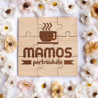 Medinis puodelio padėkliukas - dėlionė "Mamos pertraukėlė"