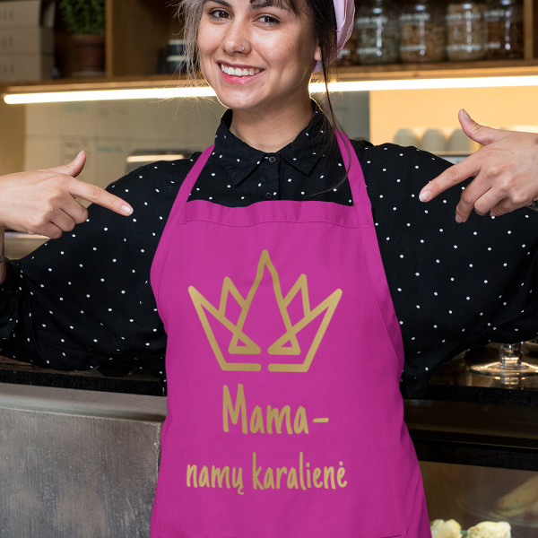 Medvilninė prijuostė "Mama - namų karalienė" Medvilninė prijuostė "Mama - namų karalienė"