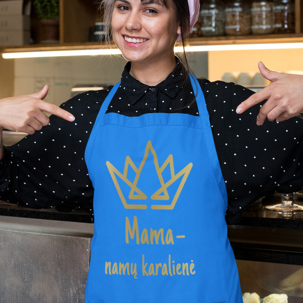 Medvilninė prijuostė "Mama - namų karalienė" Medvilninė prijuostė "Mama - namų karalienė"