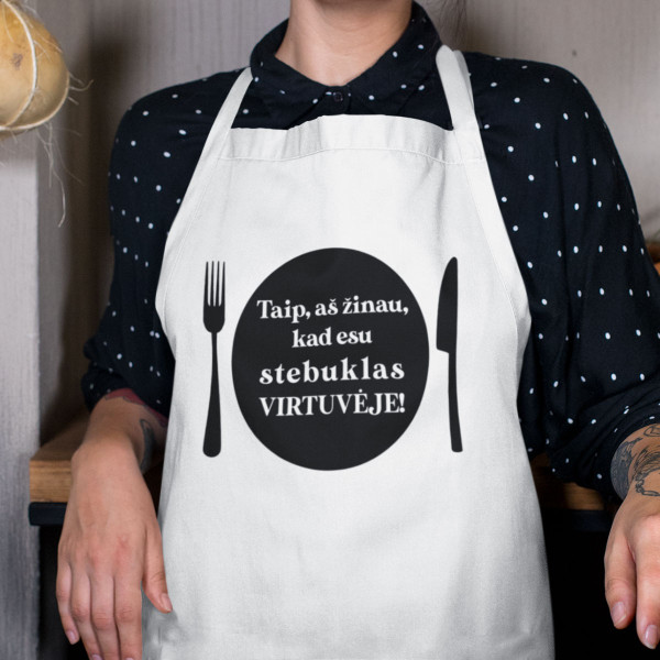 Medvilninė prijuostė "Esu stebuklas virtuvėje" Medvilninė prijuostė "Esu stebuklas virtuvėje"