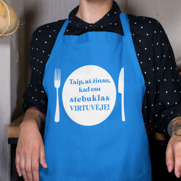 Medvilninė prijuostė "Esu stebuklas virtuvėje" Medvilninė prijuostė "Esu stebuklas virtuvėje"