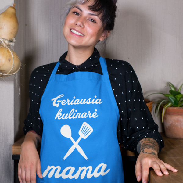 Medvilninė prijuostė "Mama - geriausia kulinarė"
