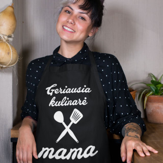 Medvilninė prijuostė "Mama - geriausia kulinarė"