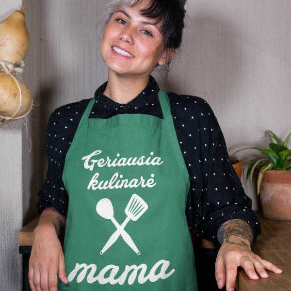 Medvilninė prijuostė "Mama - geriausia kulinarė"
