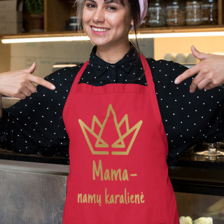 Medvilninė prijuostė "Mama - namų karalienė"
