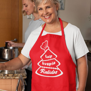 Medvilninė prijuostė "Taip kvepia Kalėdos"