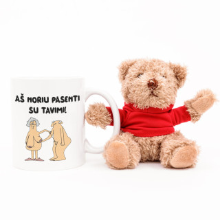 Meškiuko ir puodelio rinkinys "Aš noriu pasenti su tavimi"