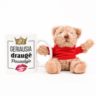 Meškiuko ir puodelio rinkinys "Geriausia draugė pasaulyje"