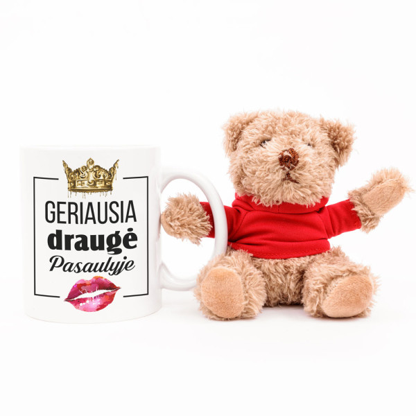 Meškiuko ir puodelio rinkinys "Geriausia draugė pasaulyje"