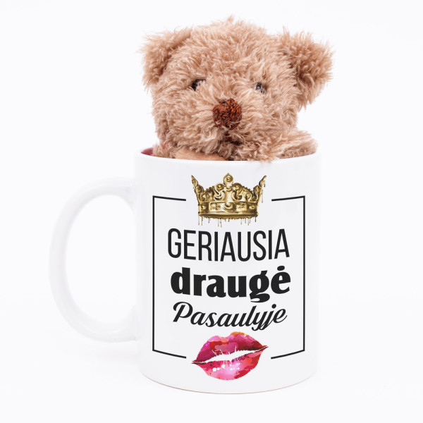 Meškiuko ir puodelio rinkinys "Geriausia draugė pasaulyje"