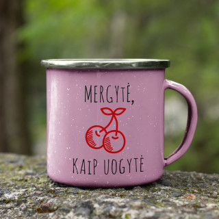 Metalinis puodelis "Mergytė, kaip uogytė"