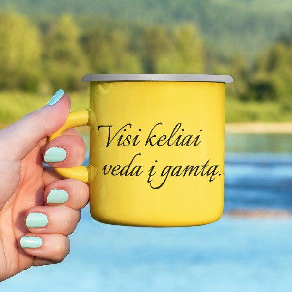 Metalinis puodelis "Visi keliai veda į gamtą"