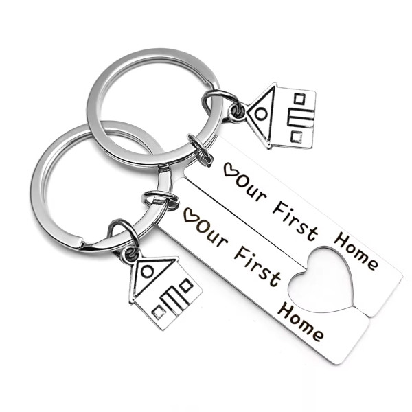 Metalinis raktų pakabukų komplektas "Our first home" Metalinis raktų pakabukų komplektas "Our first home"