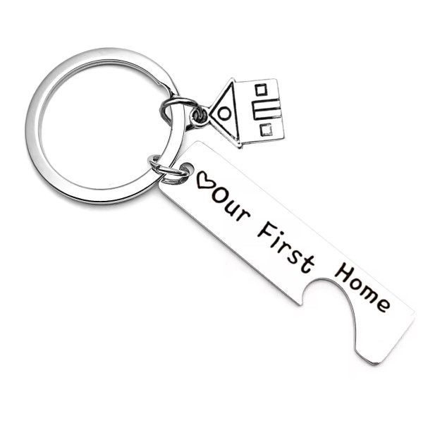 Metalinis raktų pakabukų komplektas "Our first home" Metalinis raktų pakabukų komplektas "Our first home"