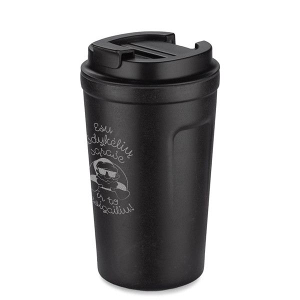 Metalinis termopuodelis "Esu išdykėlių sąraše ir to nesigailiu" (400ml) Metalinis termopuodelis "Esu išdykėlių sąraše ir to nesigailiu" (400ml)
