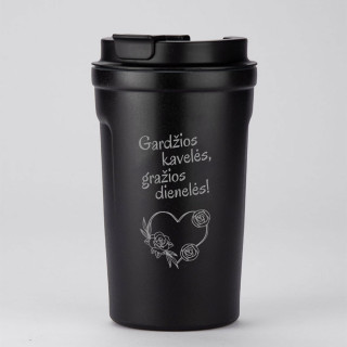 Metalinis termopuodelis "Gardžios kavelės, gražios dienelės" (400ml)
